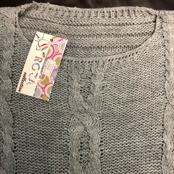 Practical Grey Wool Turkish Sweater stretch crew neck Red Roza Brand rib cuff - Picture 3 of 10